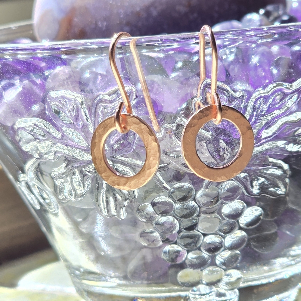 Hammered Rounds Pure Copper Earrings